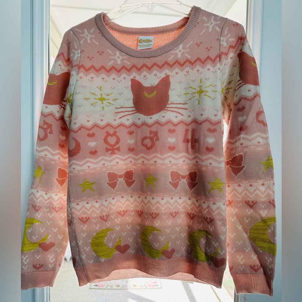 Sailor Moon Luna & Sailor Guardian Symbols Sweater, Size S